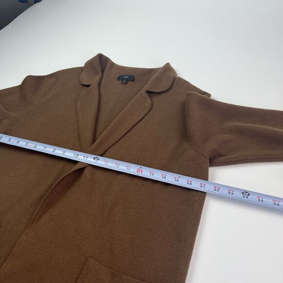 J Crew Eloise Sweater Blazer S Brown Wool Blend Oversized Cardigan Classic Prep - Picture 9 of 12